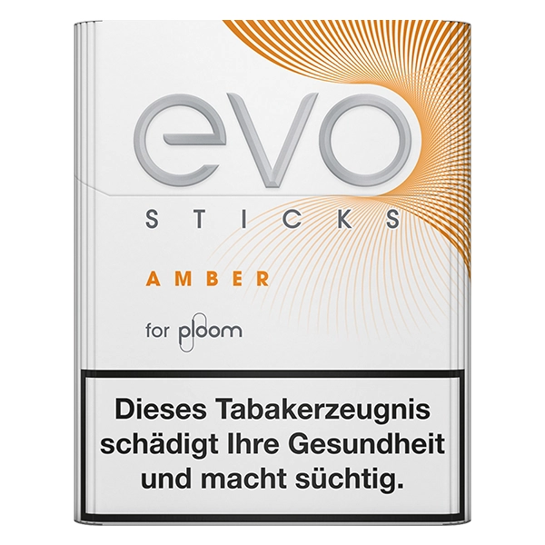 Die Evo Tobacco Sticks Amber vor einem weissen Hintergrund