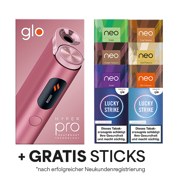Das Glo Hyper Pro Quartz Rose plus gratis Sticks Neukundenregistrierungs Angebot 