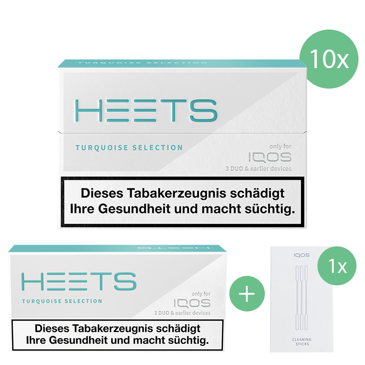 IQOS HEETS Turquoise Stange (10er Packung)+ IQOS Cleaning Sticks