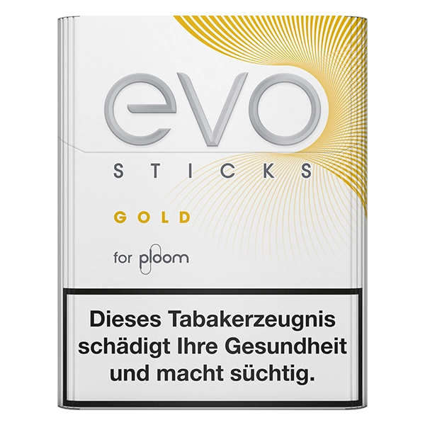 Die Evo Tobacco Sticks Gold vor einem weissen Hintergrund